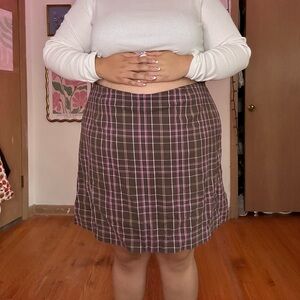 Brown plaid skirt